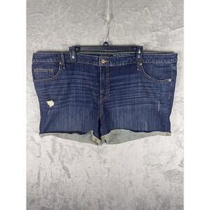 Ava & Viv Shorts Womens 26W Blue‎ Denim Bermuda Cuffed Distressed Plus Stretch